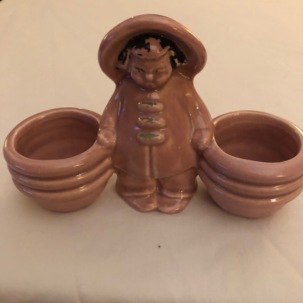 MCM Ceramic Planter Girl with Pots Figurine Pink Vintage